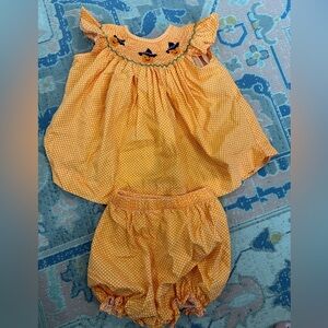 Stitchy Fish Halloween Smocked Bloomer Set